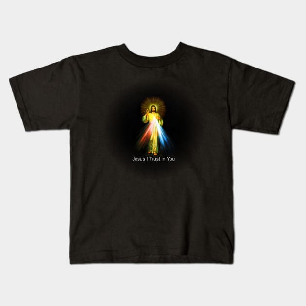 Jesus Divine Mercy I Trust in You Sacred Heart Catholic Kids T-Shirt by hispanicworld